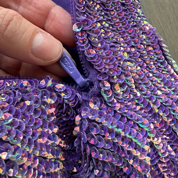 Retrofete KATYA Metallic Lavender Purple Sequin Gown Maxi Dress - Size XS - Picture 8 of 10